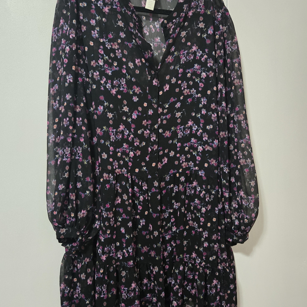H&M Black Floral Mini Dress